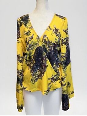 GUESS Tiger-Print Long-Sleeve Wrap Shirt